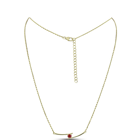 Collar de Plata Bañada en Oro con Majestuosa moisanita roja