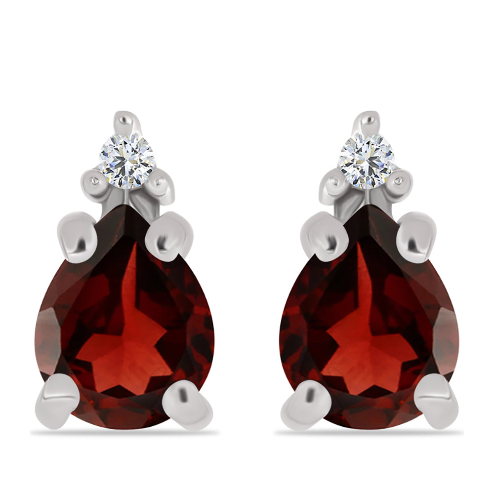 Pendientes de Plata con Granate Barton y Topacio Blanco
