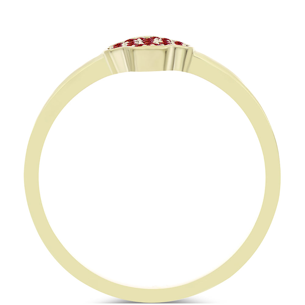 Anillo de Plata Bañada en Oro con Majestuosa moisanita roja