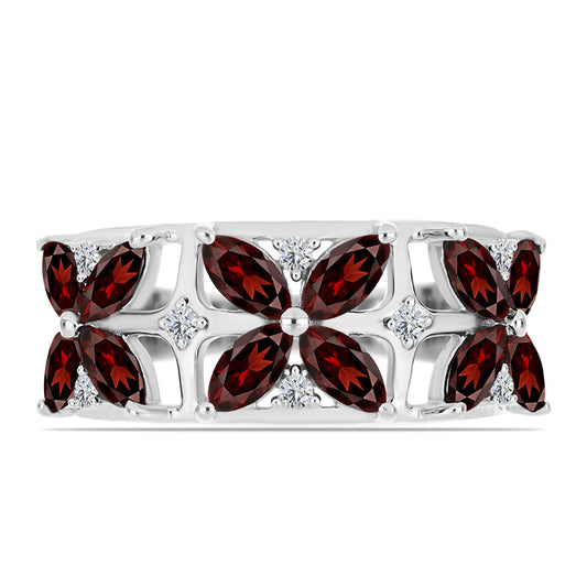 Anillo de Plata con Granate Barton y Topacio Blanco