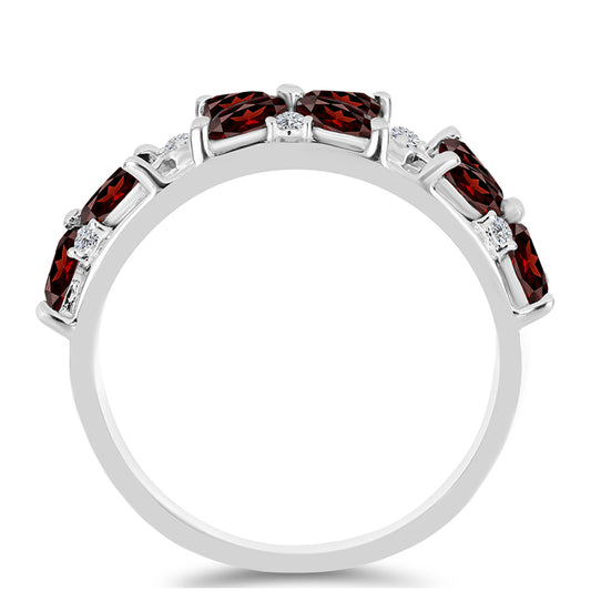 Anillo de Plata con Granate Barton y Topacio Blanco