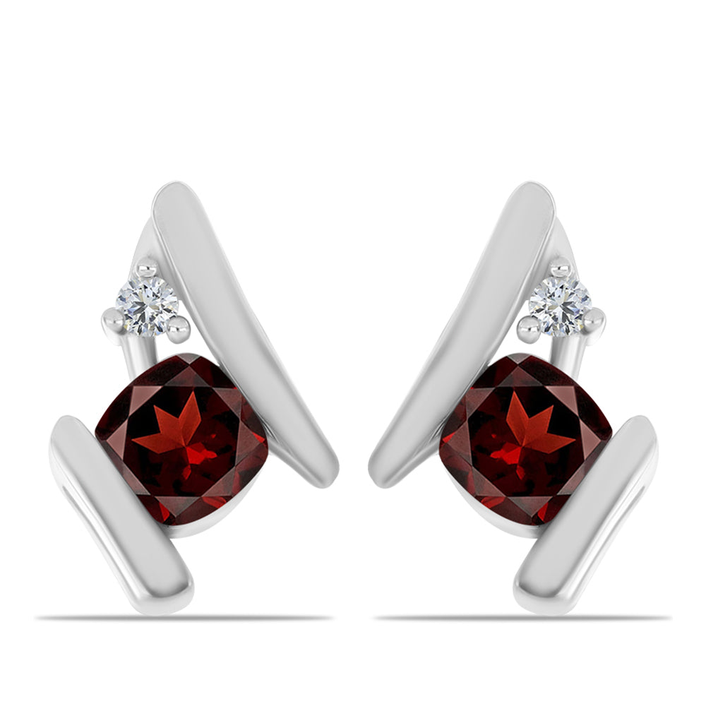 Pendientes de Plata con Granate Barton y Topacio Blanco