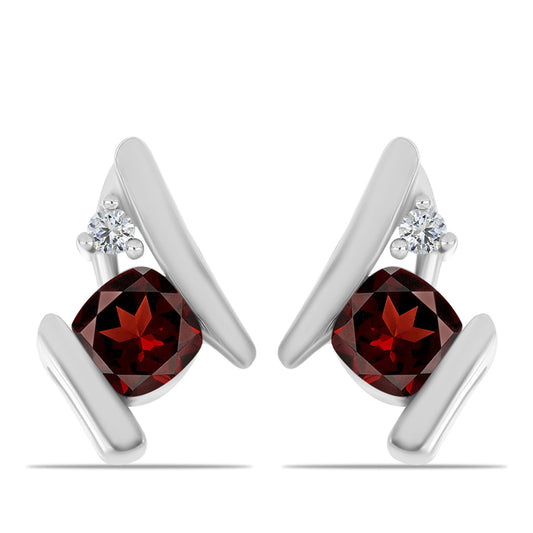 Pendientes de Plata con Granate Barton y Topacio Blanco