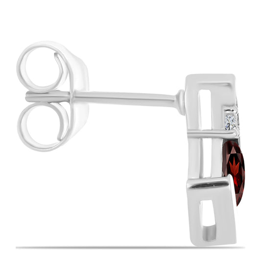 Pendientes de Plata con Granate Barton y Topacio Blanco