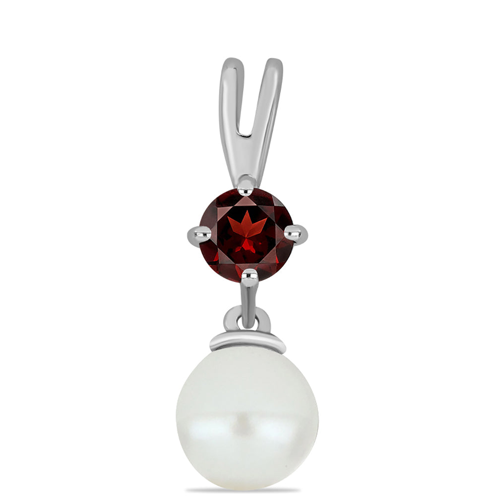 Colgante de Plata con Granate Barton y Perla blanca de agua dulce 1 