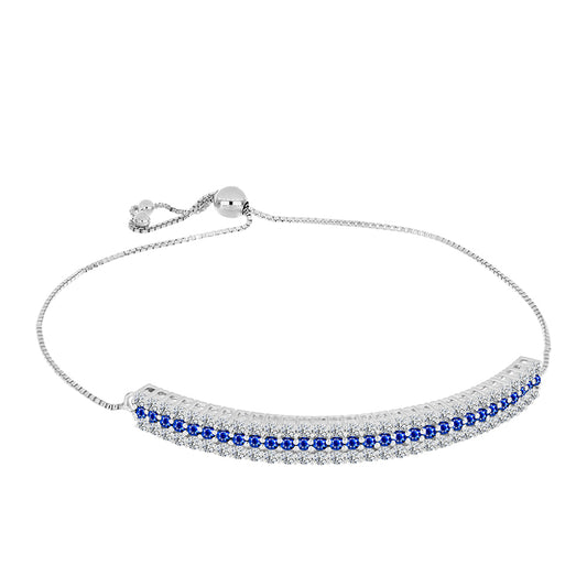 Pulsera de Plata con Zafiro Azul Australiano y Topacio Blanco