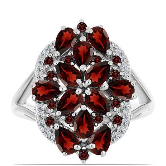 Anillo de Plata con Granate Barton y Topacio Blanco