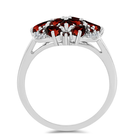 Anillo de Plata con Granate Barton y Topacio Blanco