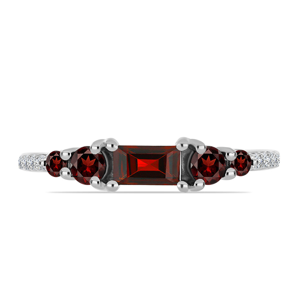 Anillo de Plata con Granate Barton y Topacio Blanco