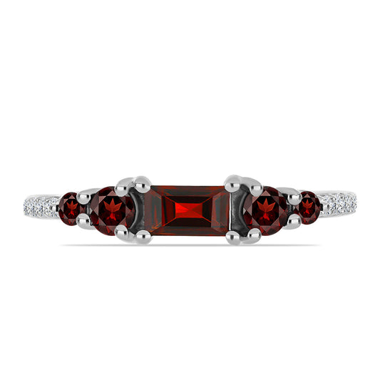 Anillo de Plata con Granate Barton y Topacio Blanco