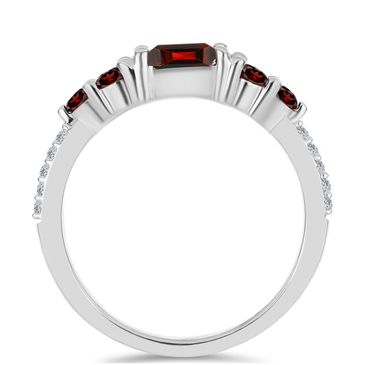 Anillo de Plata con Granate Barton y Topacio Blanco