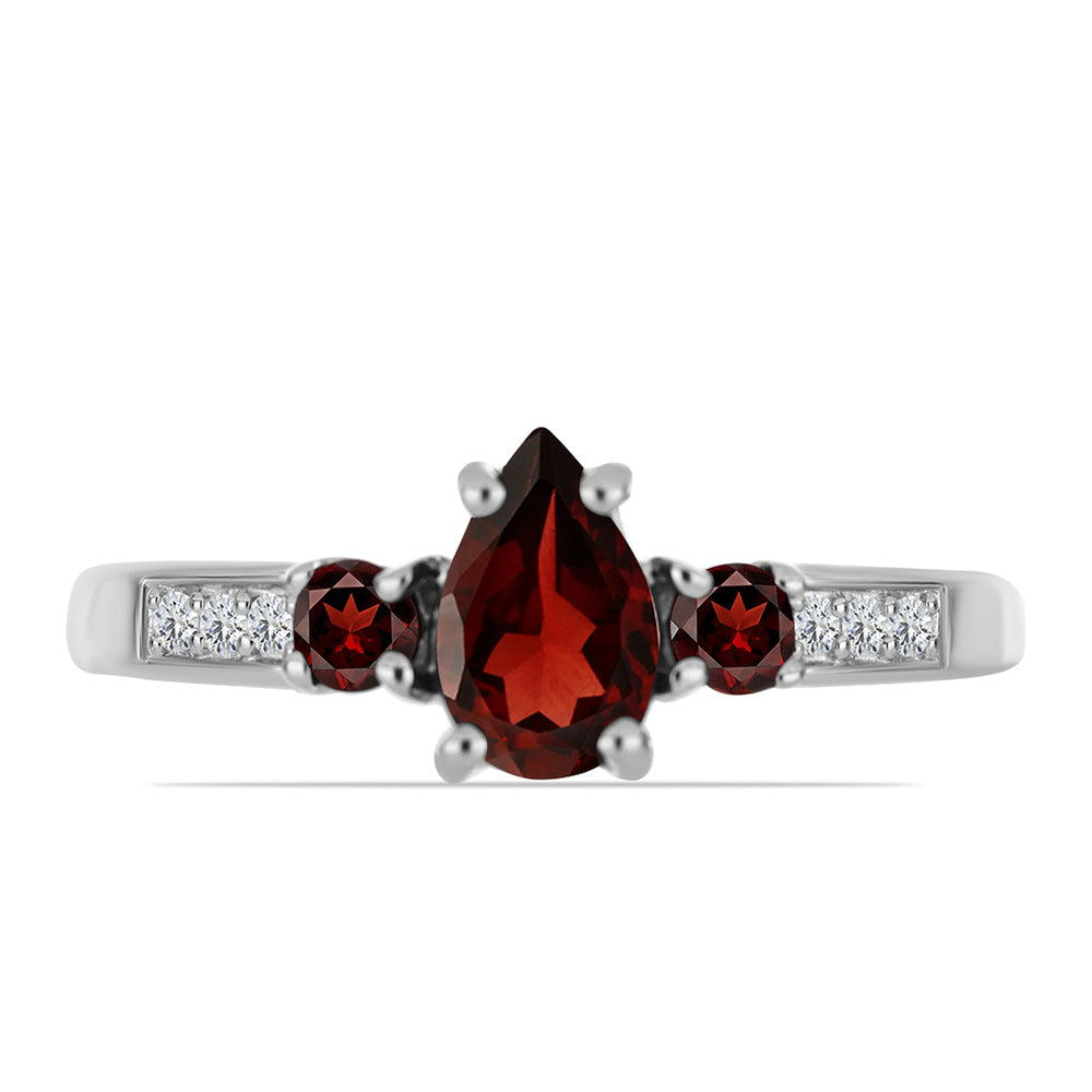 Anillo de Plata con Granate Barton y Topacio Blanco 1 