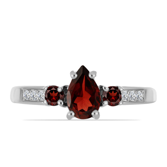 Anillo de Plata con Granate Barton y Topacio Blanco