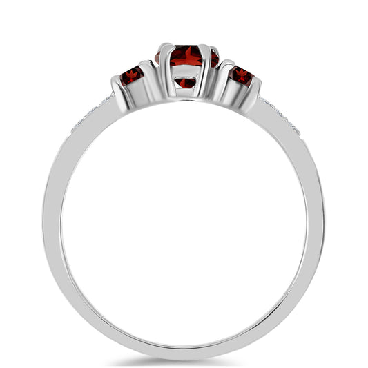 Anillo de Plata con Granate Barton y Topacio Blanco