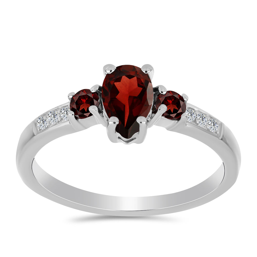 Anillo de Plata con Granate Barton y Topacio Blanco 3 