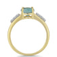 Anillo de Plata Bañada en Oro con Labradorita y Topacio Blanco