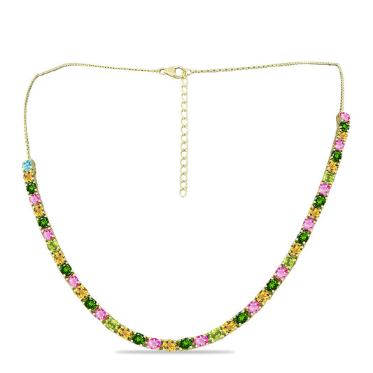 Collar de Plata Bañada en Oro con Chakra Turmalina