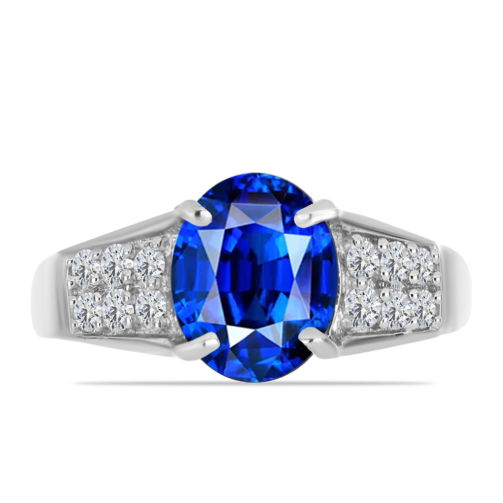 Anillo de Plata con Zafiro Azul Australiano y Topacio Blanco 1 