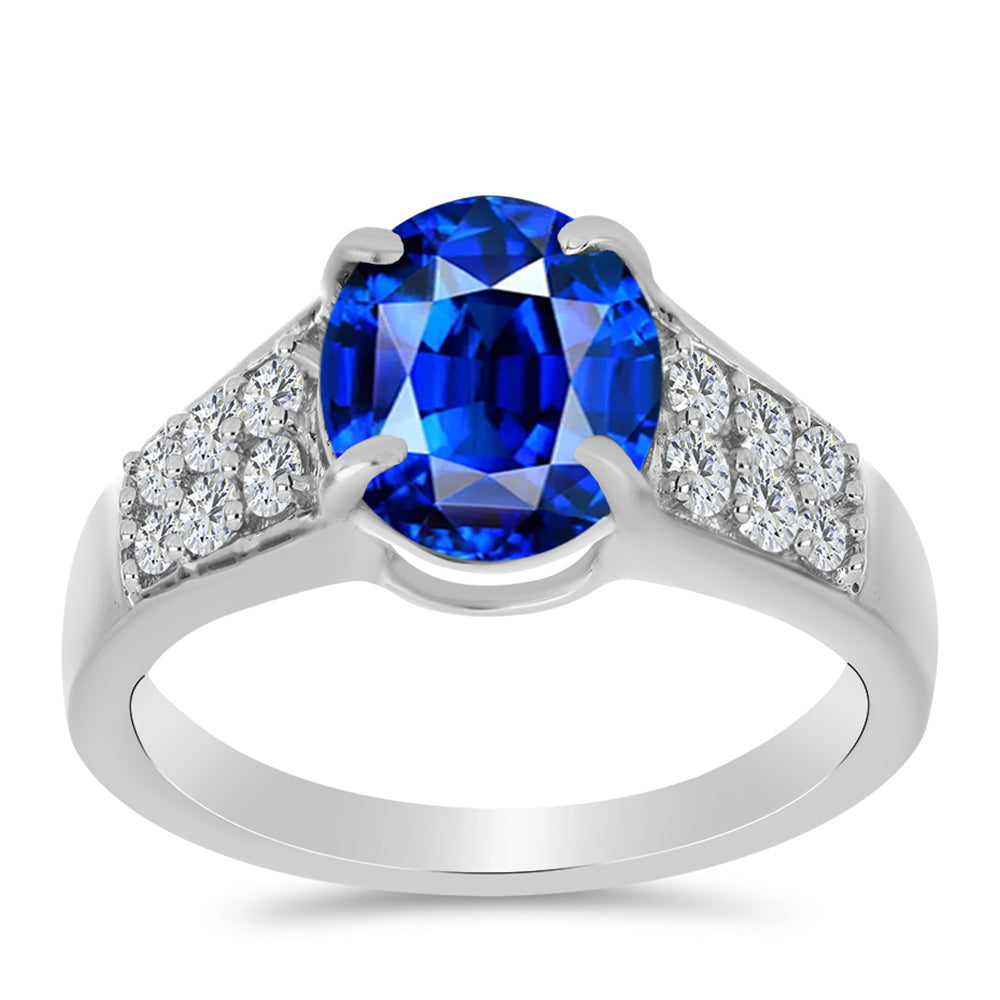 Anillo de Plata con Zafiro Azul Australiano y Topacio Blanco