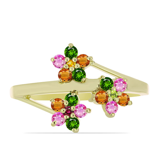 Anillo de Plata Bañada en Oro con Chakra Turmalina