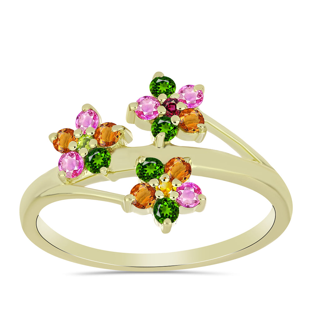 Anillo de Plata Bañada en Oro con Chakra Turmalina