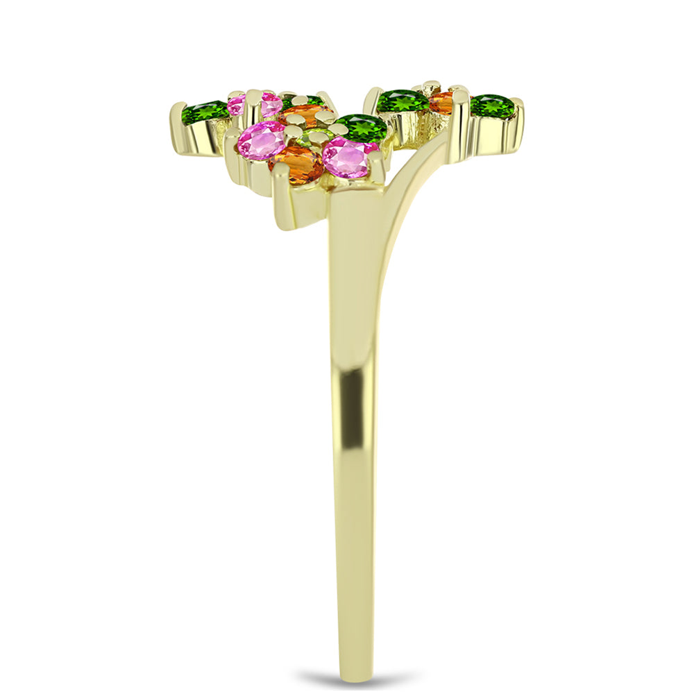 Anillo de Plata Bañada en Oro con Chakra Turmalina 4 