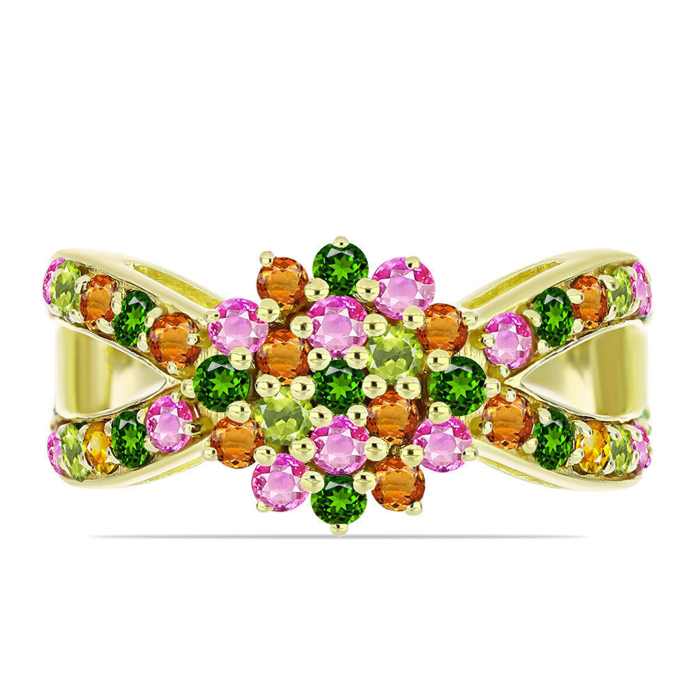 Anillo de Plata Bañada en Oro con Chakra Turmalina 1 