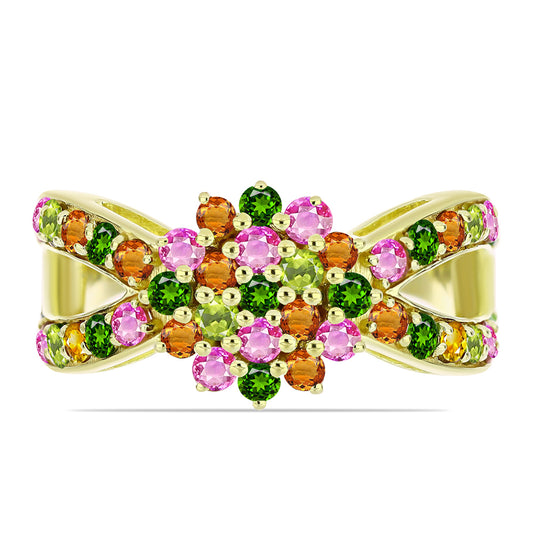 Anillo de Plata Bañada en Oro con Chakra Turmalina