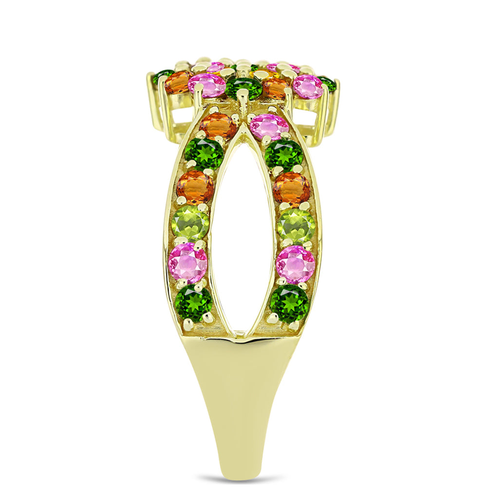 Anillo de Plata Bañada en Oro con Chakra Turmalina