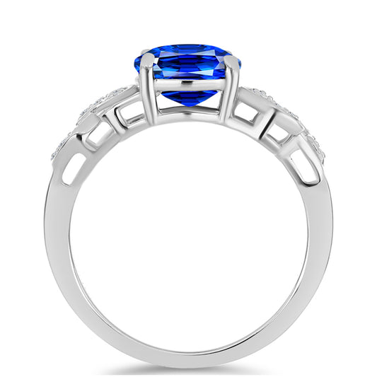 Anillo de Plata con Zafiro Azul Australiano y Topacio Blanco