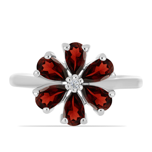 Anillo de Plata con Granate Barton y Topacio Blanco