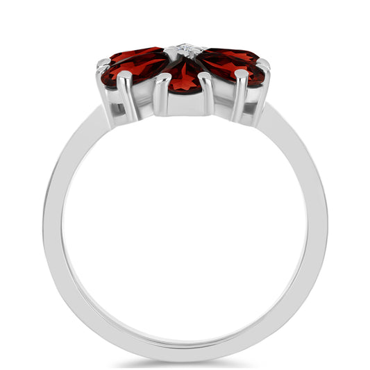 Anillo de Plata con Granate Barton y Topacio Blanco