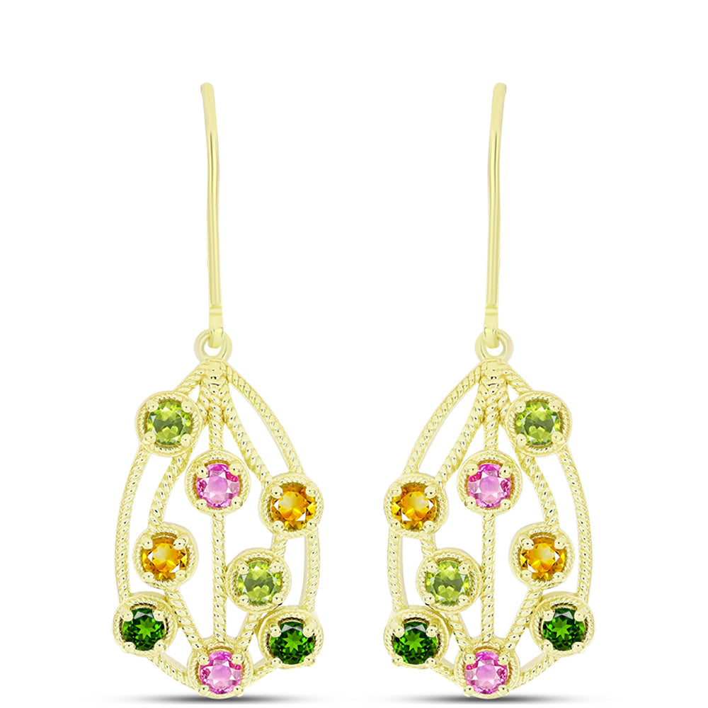 Pendientes de Plata Bañada en Oro con Chakra Turmalina 1 