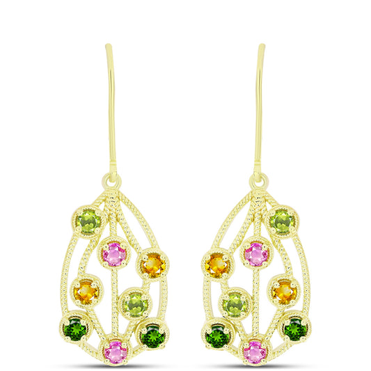 Pendientes de Plata Bañada en Oro con Chakra Turmalina