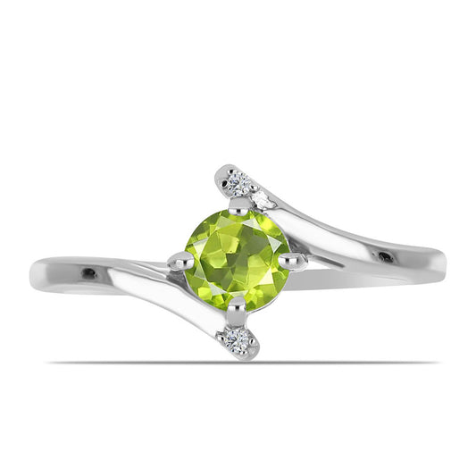 Anillo de Plata con Peridoto de Changbai y Topacio Blanco