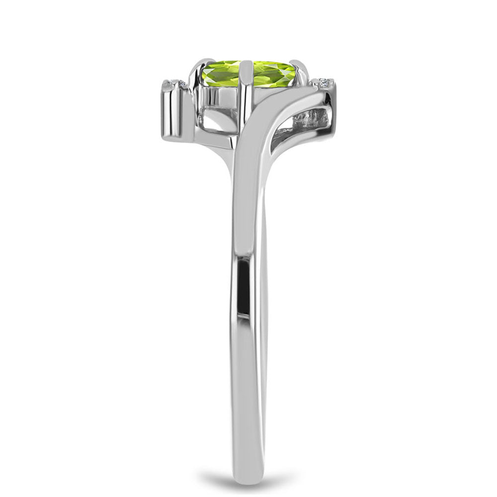 Anillo de Plata con Peridoto de Changbai y Topacio Blanco 4 