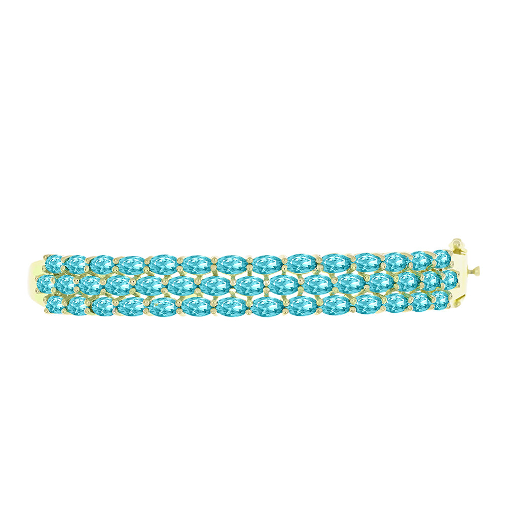 Brazalete de Plata Bañada en Oro con Cuarzo Paraiba 2 
