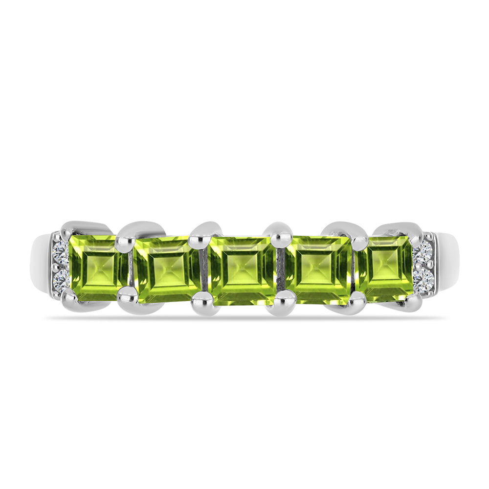 Anillo de Plata con Peridoto de Changbai y Topacio Blanco 2 