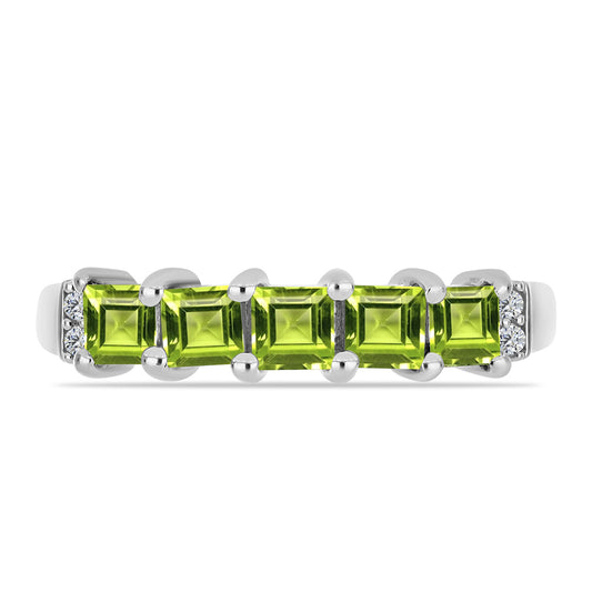 Anillo de Plata con Peridoto de Changbai y Topacio Blanco