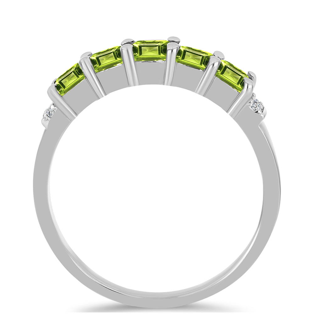 Anillo de Plata con Peridoto de Changbai y Topacio Blanco 3 