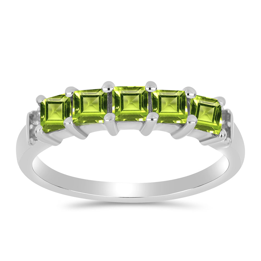Anillo de Plata con Peridoto de Changbai y Topacio Blanco