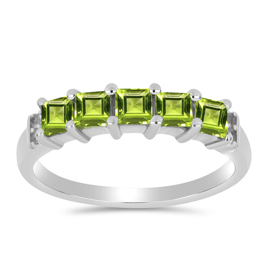 Anillo de Plata con Peridoto de Changbai y Topacio Blanco
