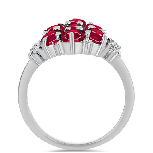 Anillo de Plata con Rubí de Madagascar y Topacio Blanco