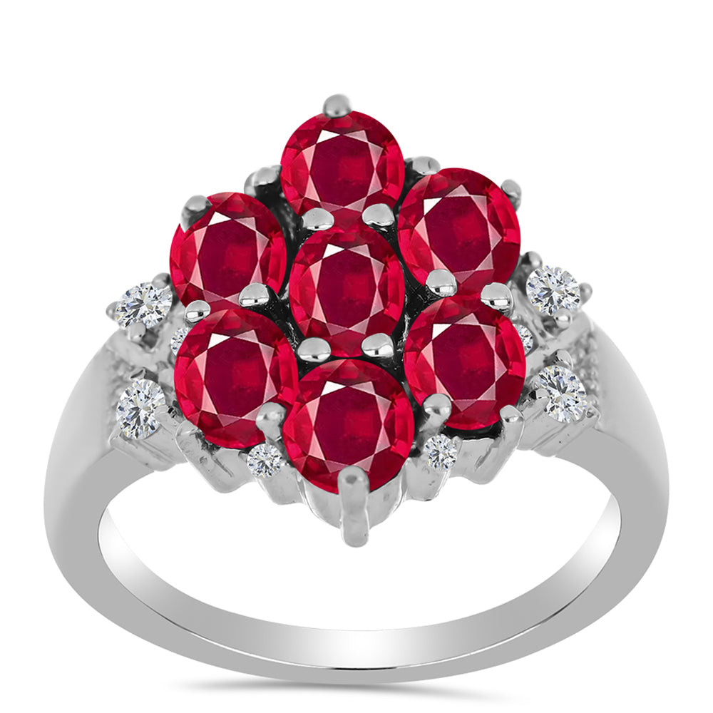 Anillo de Plata con Rubí de Madagascar y Topacio Blanco