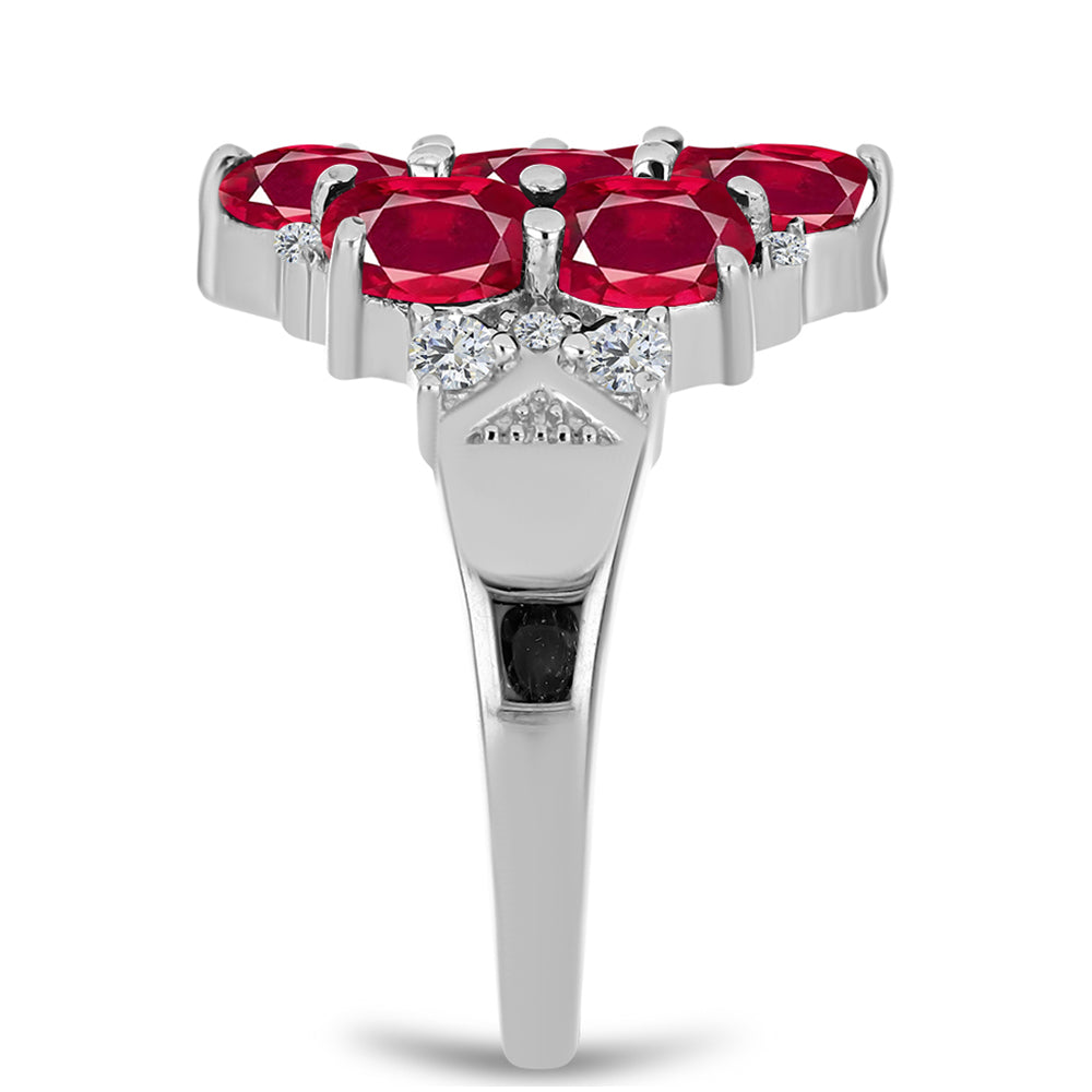 Anillo de Plata con Rubí de Madagascar y Topacio Blanco 4 