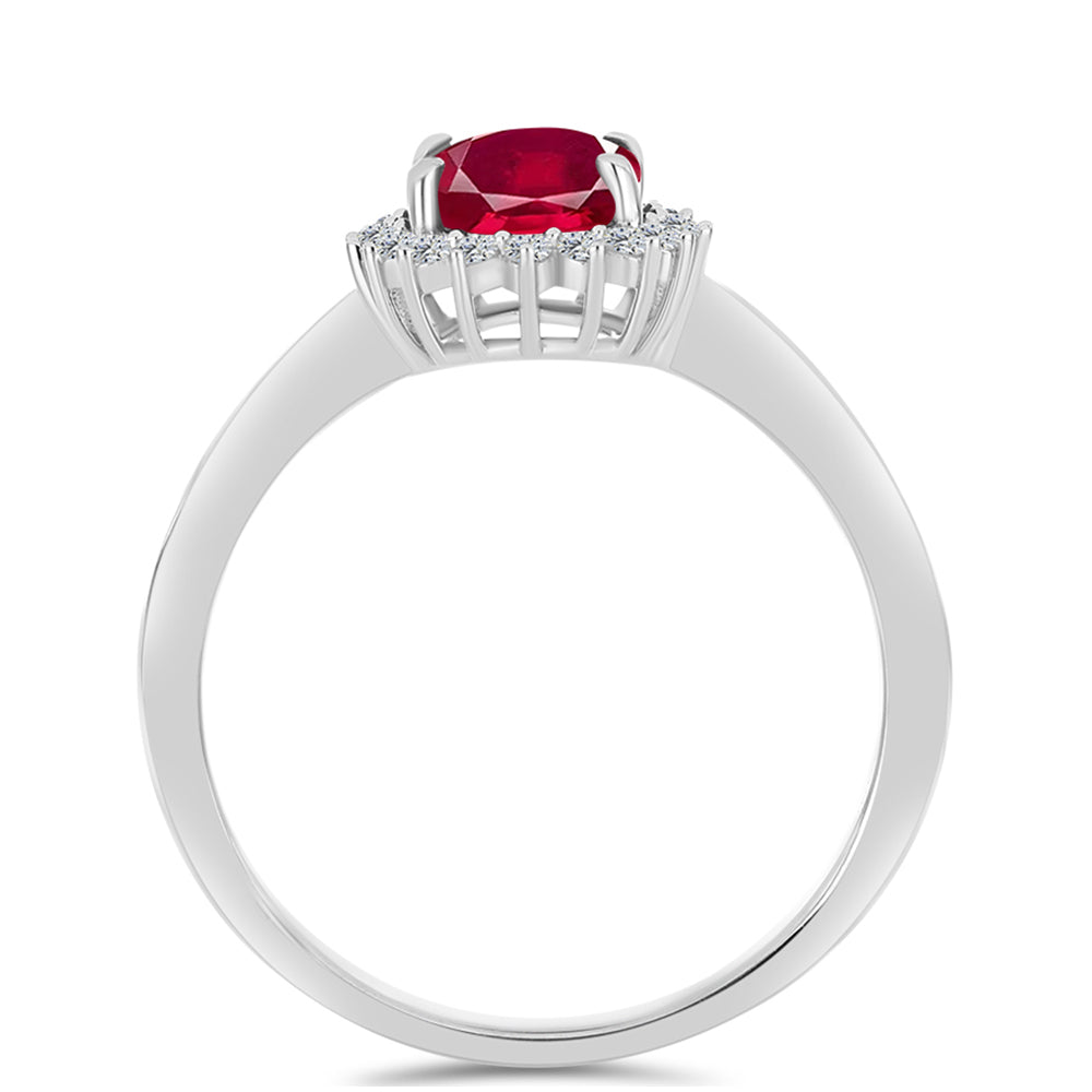 Anillo de Plata con Rubí de Madagascar y Topacio Blanco 2 
