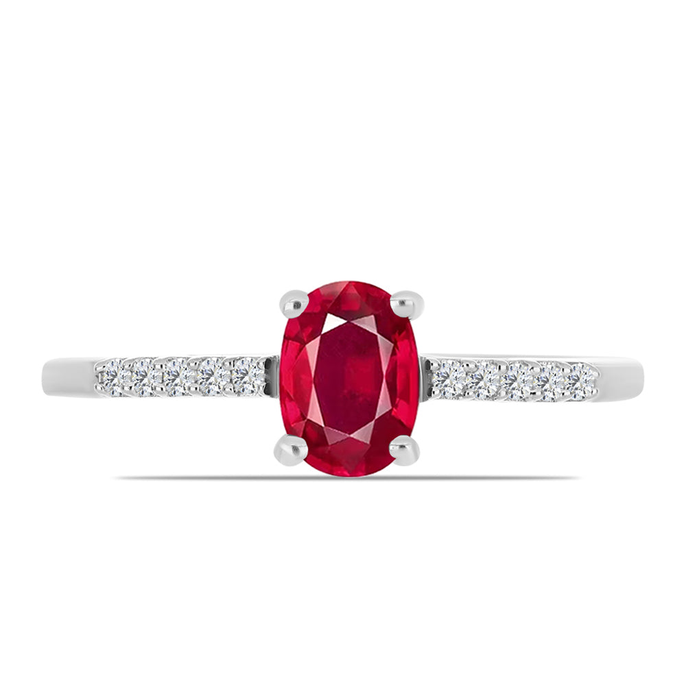 Anillo de Plata con Rubí de Madagascar y Topacio Blanco 1 