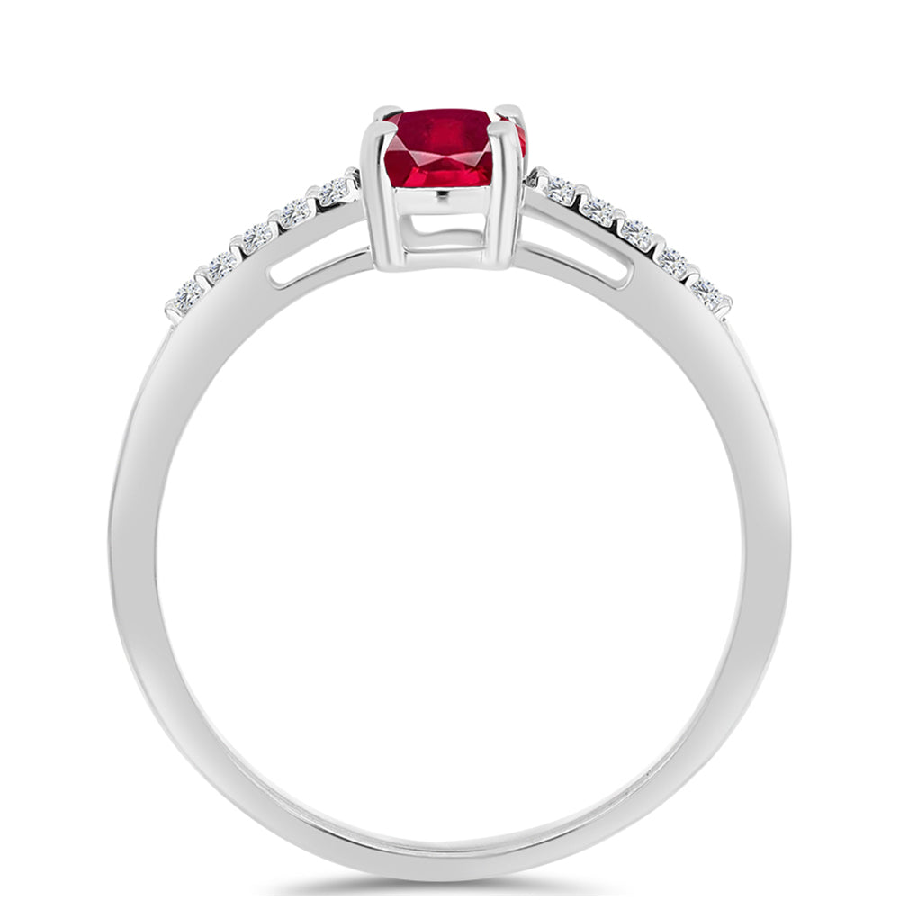 Anillo de Plata con Rubí de Madagascar y Topacio Blanco