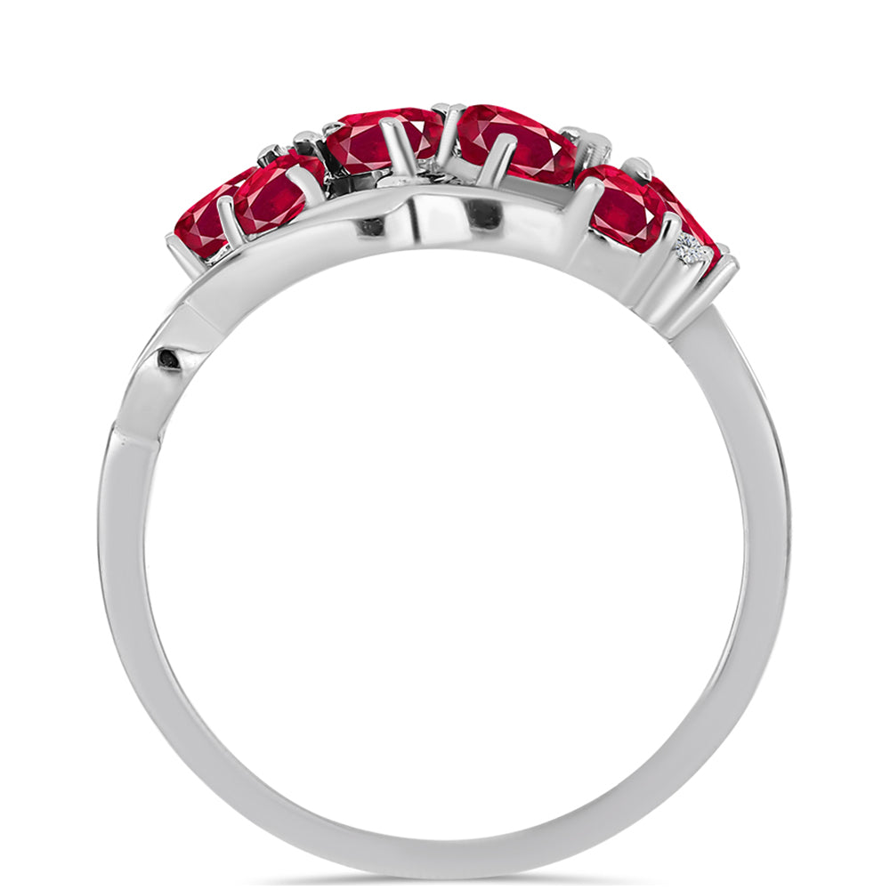 Anillo de Plata con Rubí de Madagascar y Topacio Blanco 2 