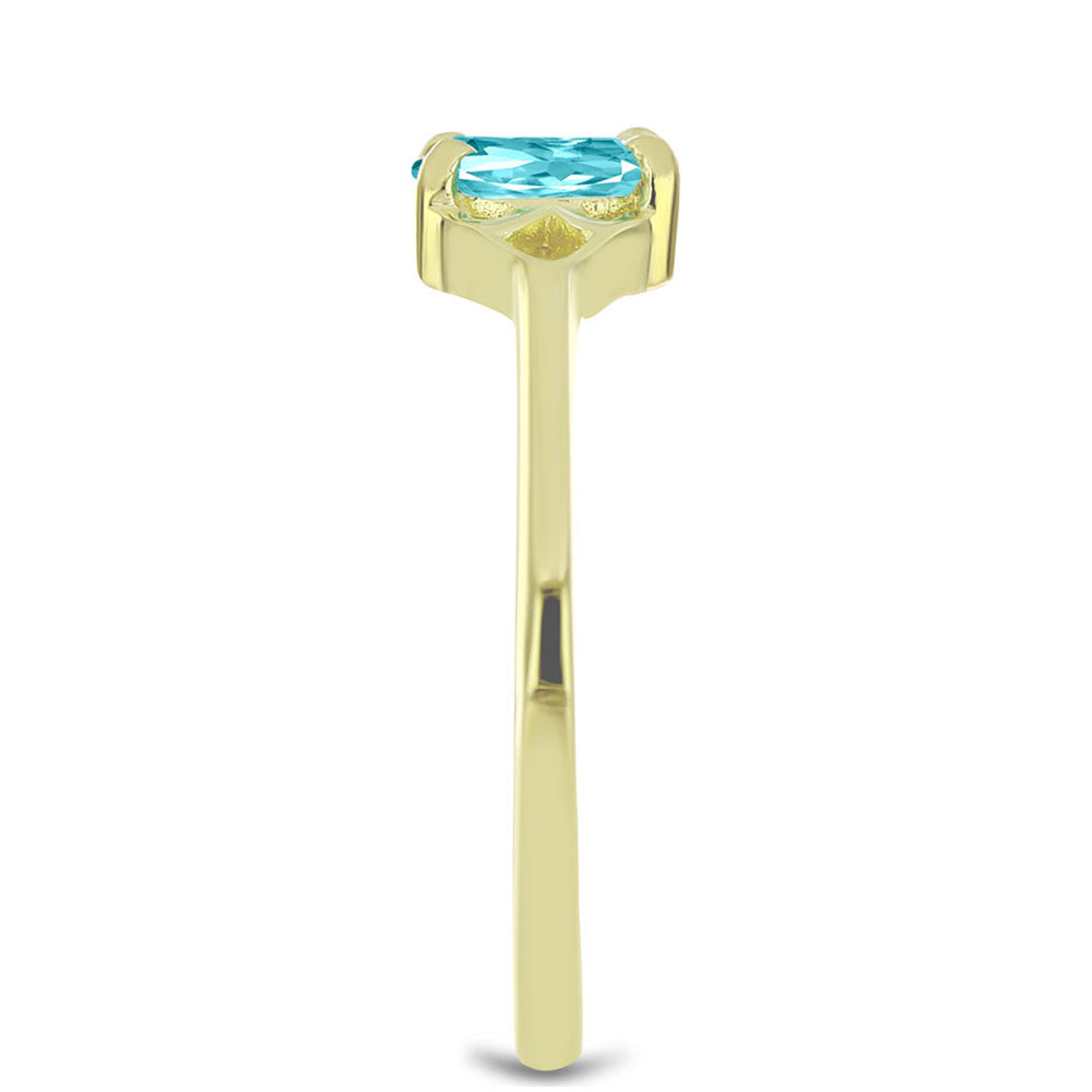 Anillo de Plata Bañada en Oro con Cuarzo Paraiba 4 